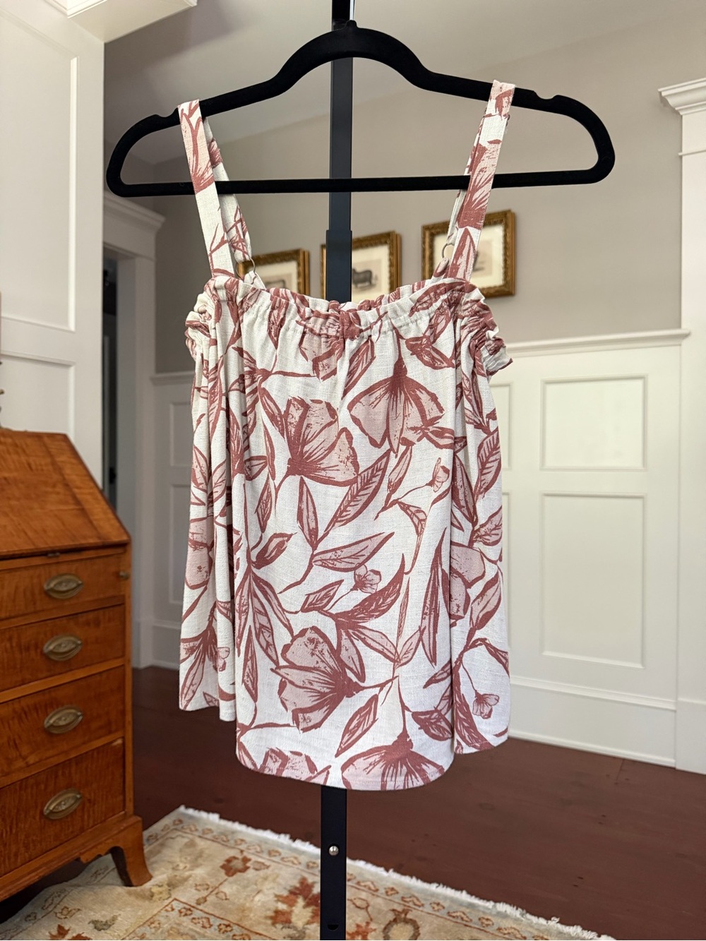 Gentle Fawn Floral Print Top in Dusty Rose on Cream